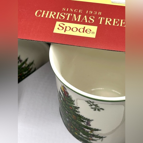 Spode Christmas Tree Ceramic Coffee Tea Mug 12 oz & Round Coaster 3.3" Set NIB - Picture 6 of 10